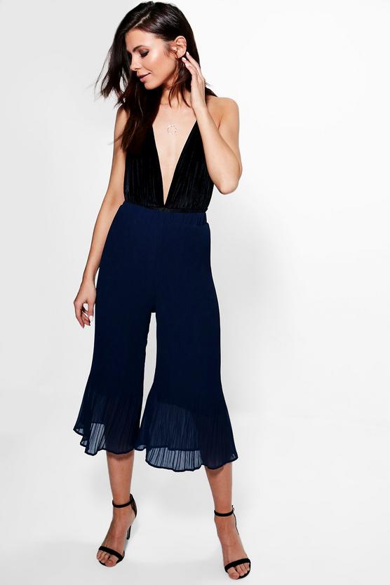 Lua Pleated Hem Detail Wide Leg Culottes